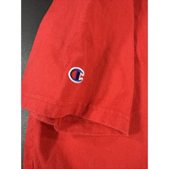 Vintage Champion Big Embroidered Stitched Logo T-shirt Mens Size Large Red - Picture 11 of 11